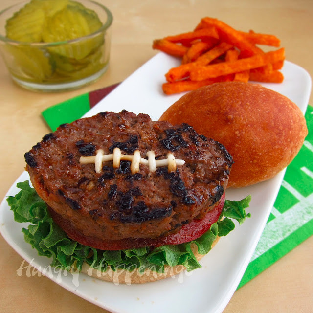 Football Dinners Recipes
 Super Bowl Party Foods Football Shaped Burger Recipe and