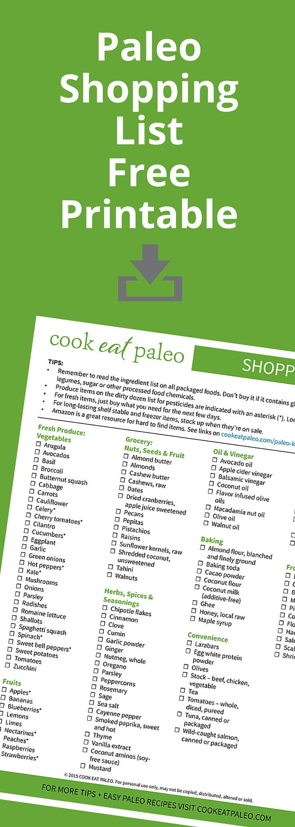 Free Paleo Diet
 How to Stock a Paleo Pantry Printable Shopping List
