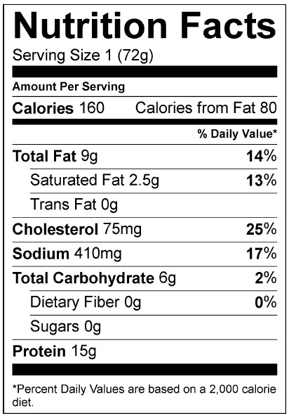 Fried Chicken Calories
 Nutrition Information