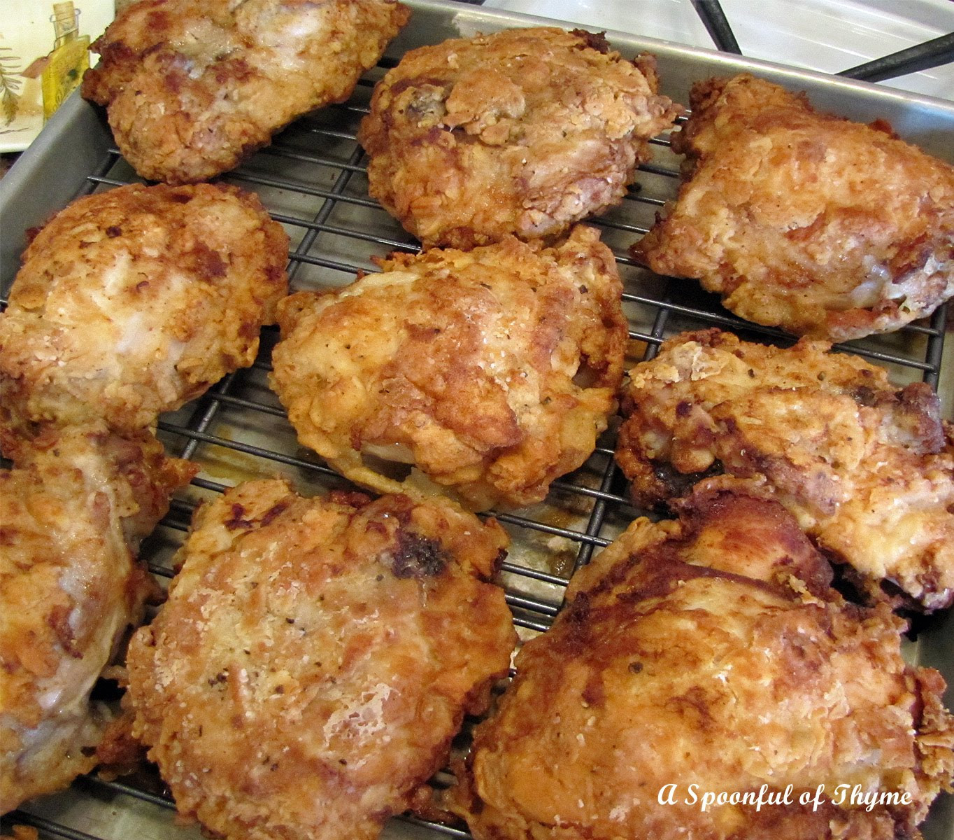 Fried Chicken In The Oven
 A Spoonful of Thyme Catch a Falling Star and Oven Fried
