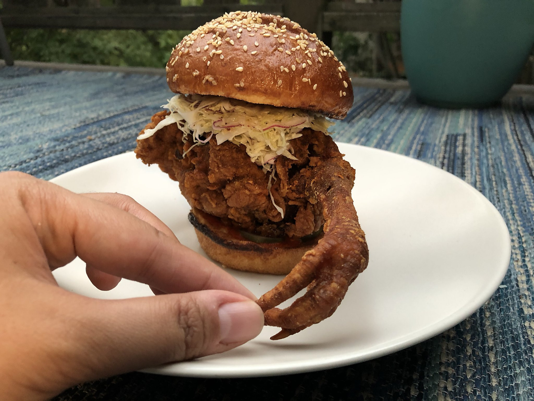 Fried Chicken Sandwich San Francisco
 I shook hands with a fried chicken sandwich And then I