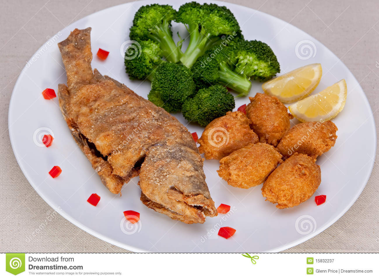 Fried Fish Dinner
 Fried Fish Dinner stock image Image of food puppies