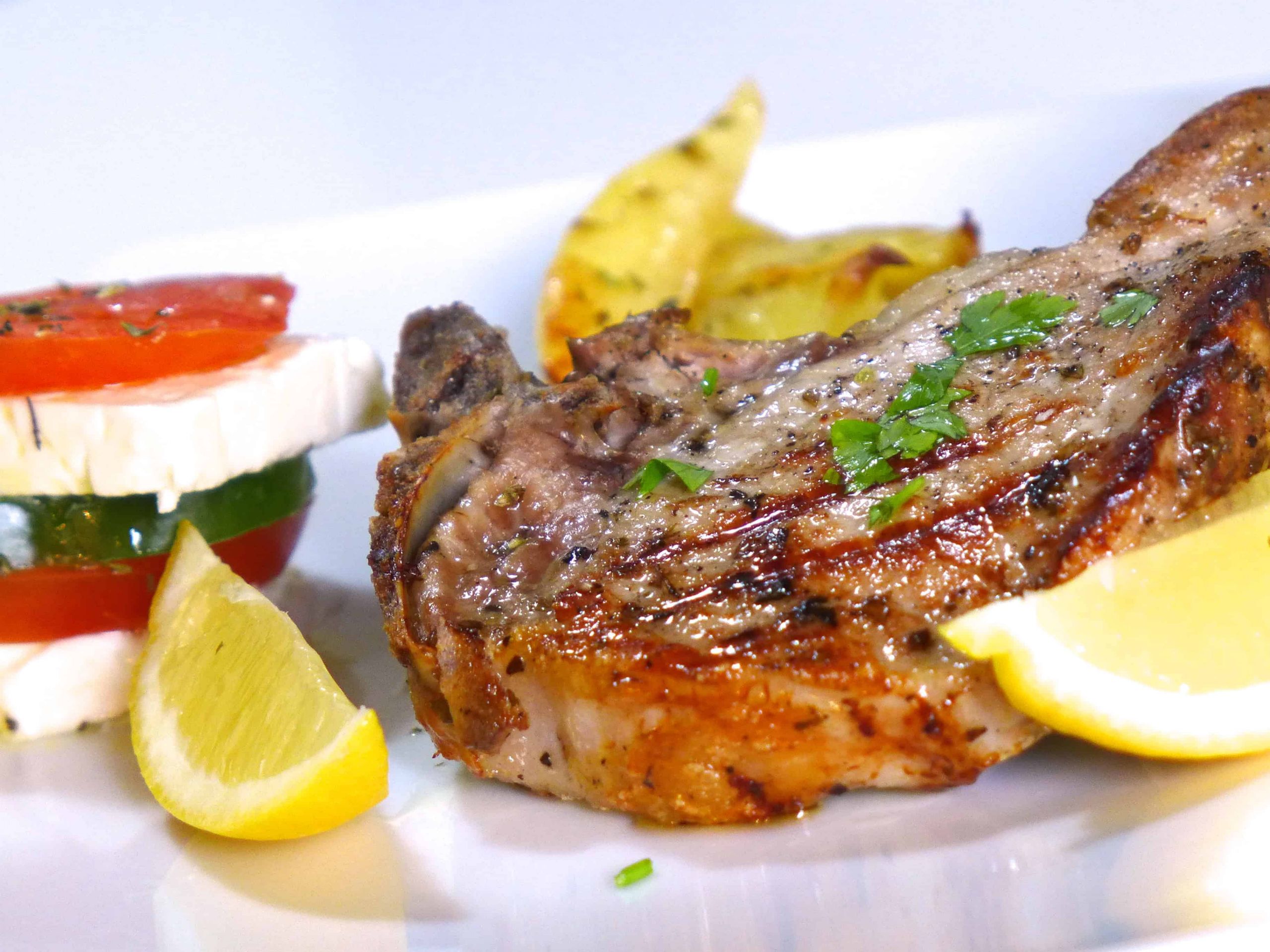 Greek Main Dishes
 Greek Pork Chops Recipe with Roast Potatoes Brizola sto