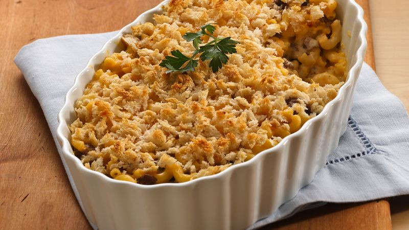 Ground Beef And Macaroni
 Layered Mac and Cheese with Ground Beef recipe from Betty