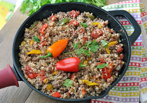 Ground Beef And Rice Recipes Skillet
 Tasty Cauliflower Rice and Ground Beef Skillet