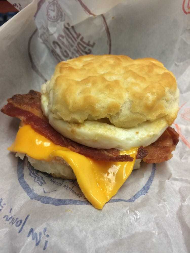 Hardee'S Bacon Egg And Cheese Biscuit
 Bacon egg & cheese biscuit with a round egg instead of