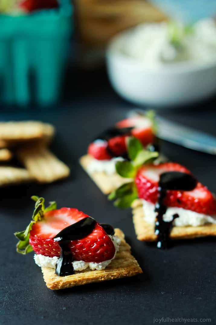 Healthy Easy Appetizers
 Easy Strawberry Goat Cheese Bites with Balsamic Reduction