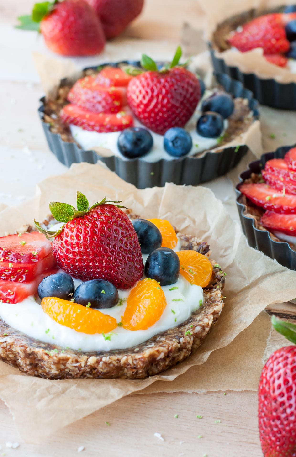 Healthy Fruit Desserts
 Healthy No Bake Coconut Lime Tarts with Fruit and Yogurt