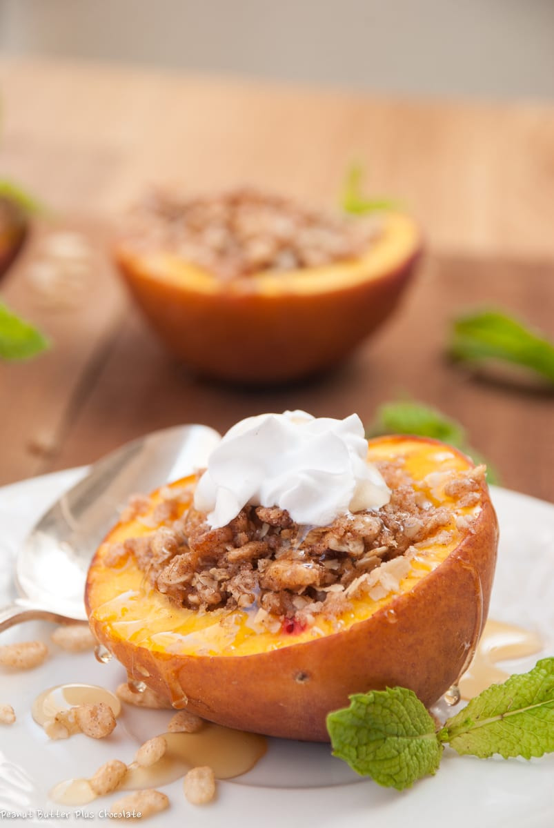 Healthy Peach Recipes
 Healthy Baked Peaches Stuffed with Crispy Oats — Peanut