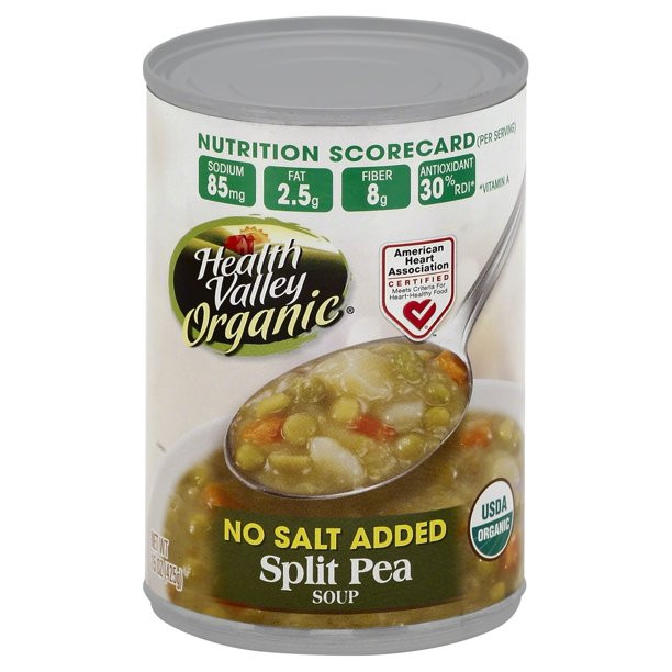 Healthy Valley Soups
 Health Valley Organic Soup Split Pea No Salt Added 15