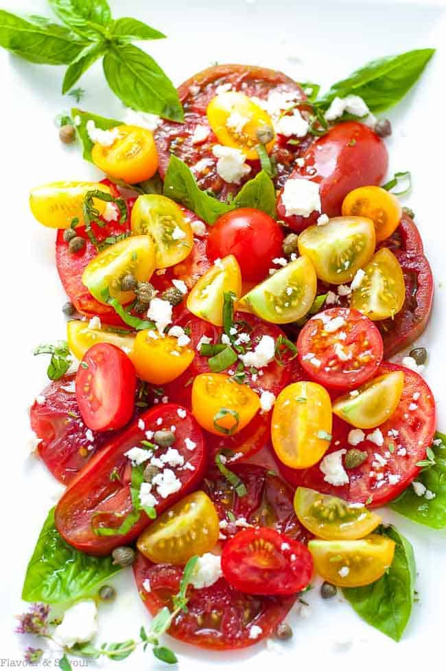 Heirloom Tomato Salad
 Heirloom Tomato Salad with Basil Capers and Feta