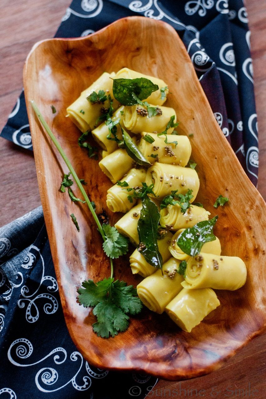 Indian Vegetarian Appetizers
 khandvi rolls made with chickpea flour yogurt and spices