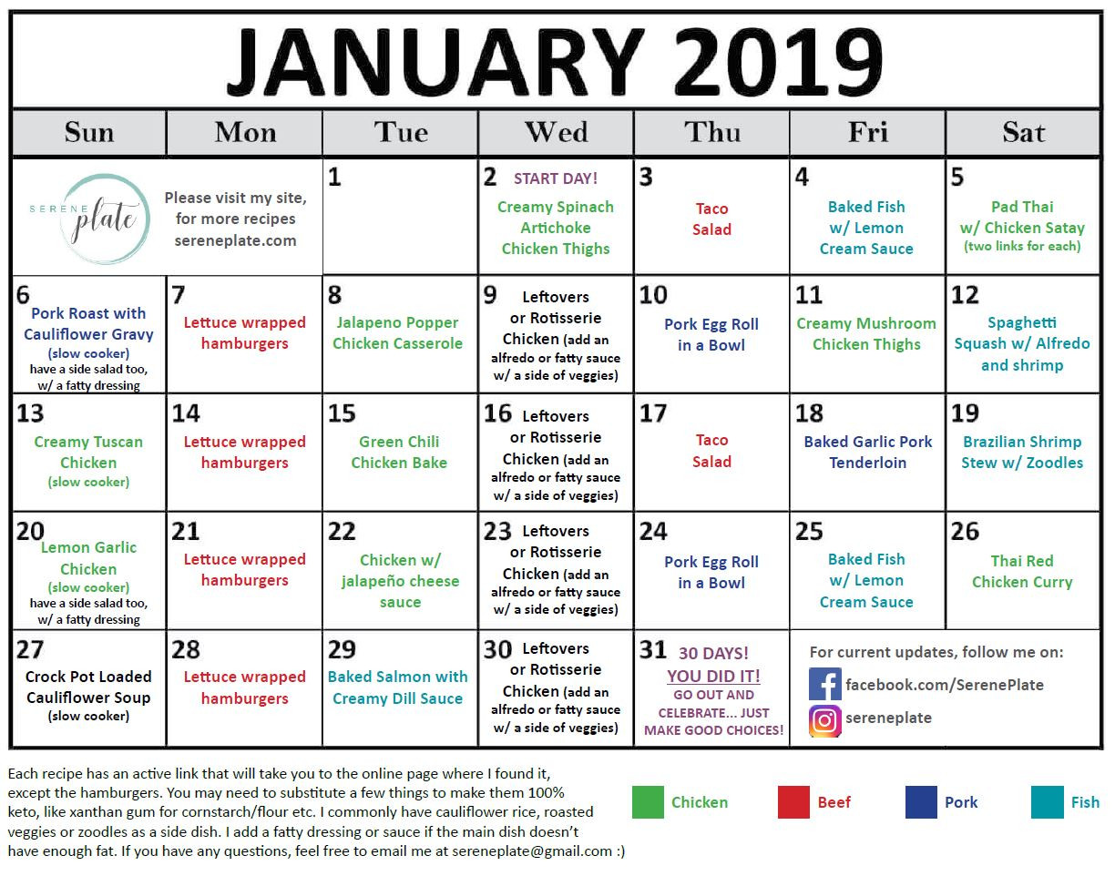 Keto Diet Plan Pdf
 30 day keto meal plan for January 2019