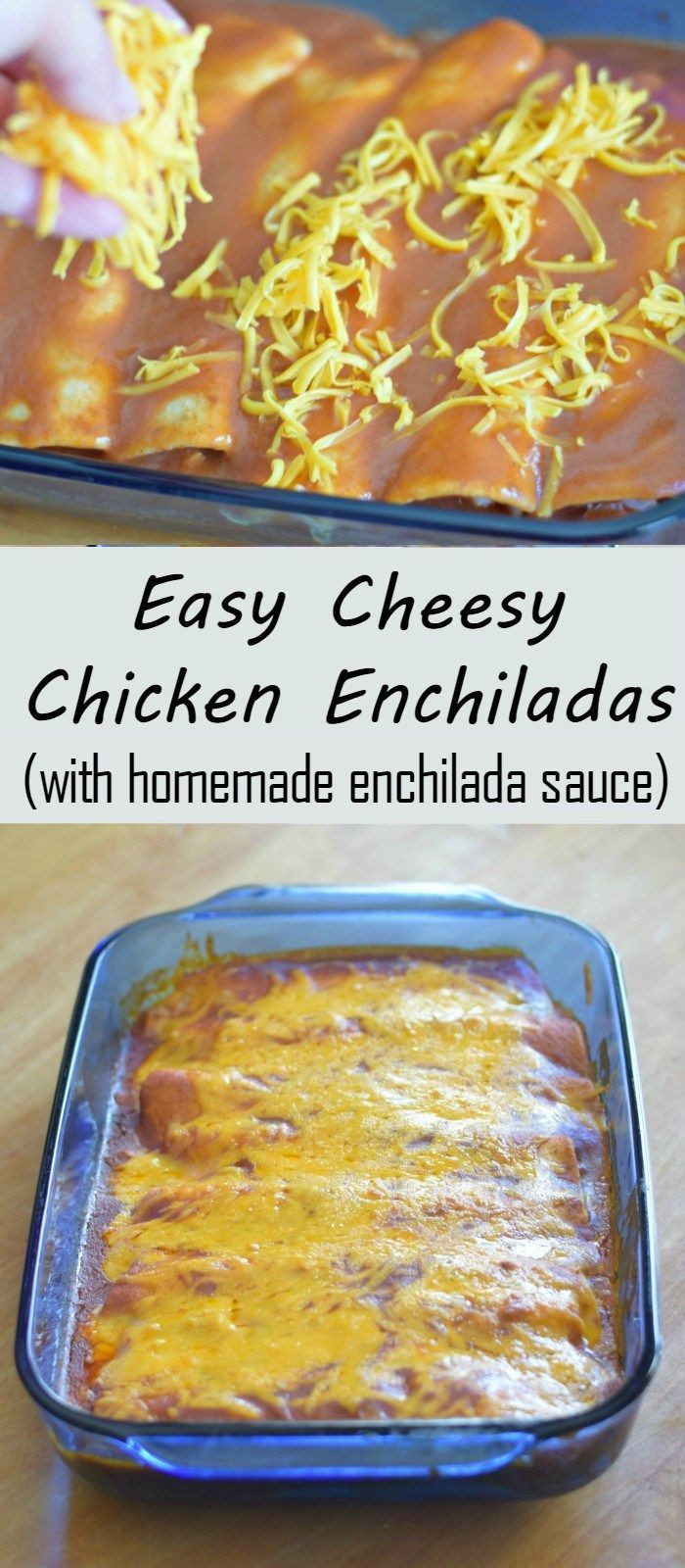 Kid Friendly Chicken Enchiladas
 Easy cheesy chicken enchiladas recipe with homemade