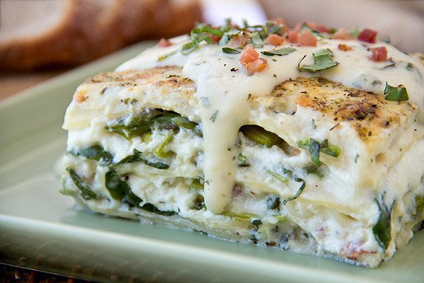 Lasagna Recipe With Cream Cheese
 Six Cheese Ve able Lasagna in a Basil Cream Sauce