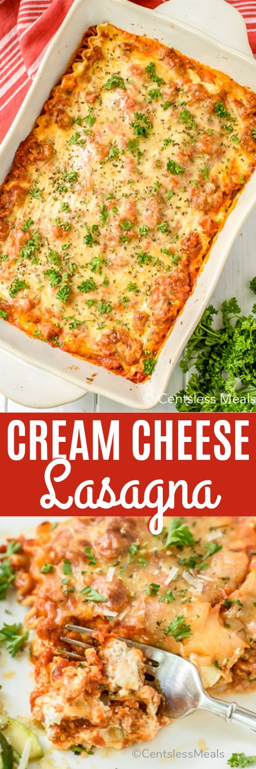 Lasagna Recipe With Cream Cheese
 Cream Cheese Lasagna recipe CentsLess Meals