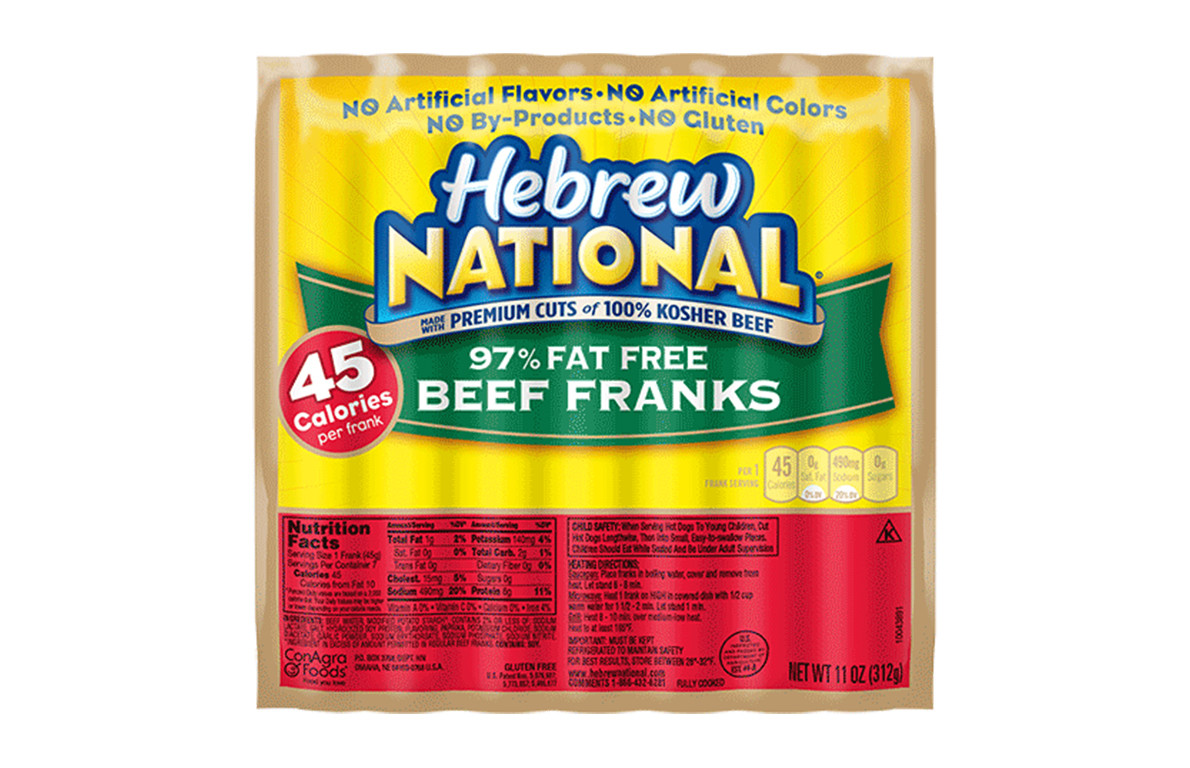 Low Calorie Hot Dogs
 Low Fat Healthiest Hebrew National Fat Free Beef