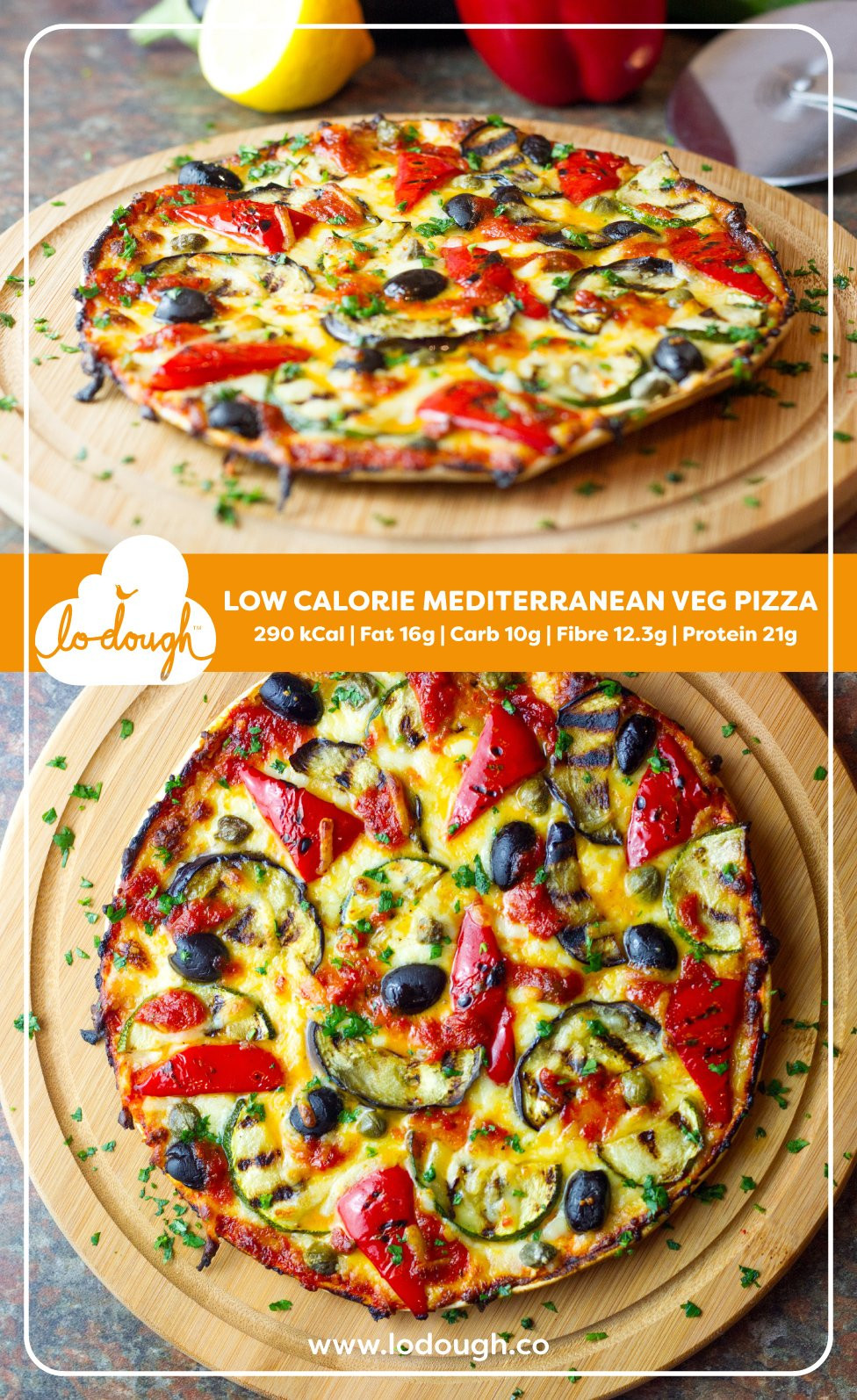 Low Calorie Pizza Dough
 Low Calorie Mediterranean Veg Pizza – Lo Dough