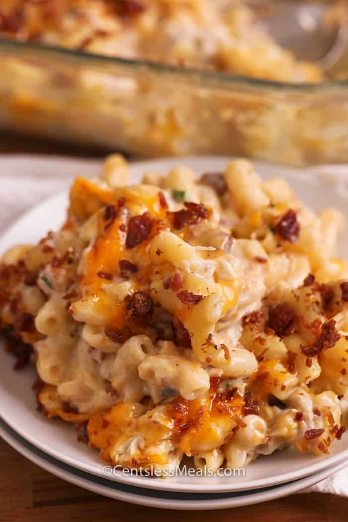 Macaroni And Cheese Casserole With Chicken
 Chicken Mac n Cheese with Bacon recipe CentsLess Meals