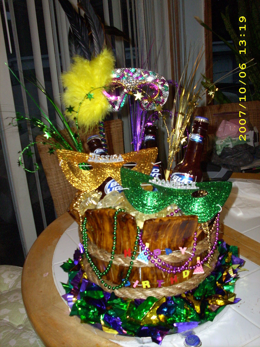 Mardi Gra Birthday Cake
 Happy Birthday Mardi Gras Beer Cake CakeCentral