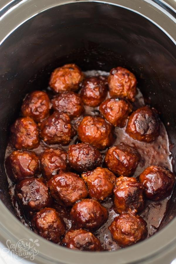Meatball Bbq Sauce Recipe
 Sticky BBQ Slow Cooker Meatballs with VIDEO Savory