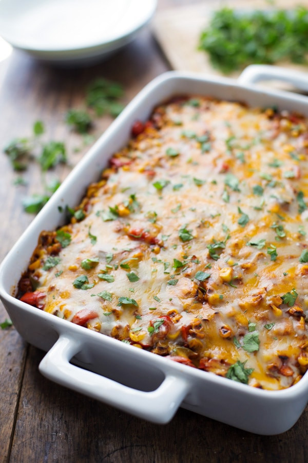 Mexican Casserole With Tortillas
 Healthy Mexican Casserole with Roasted Corn and Peppers
