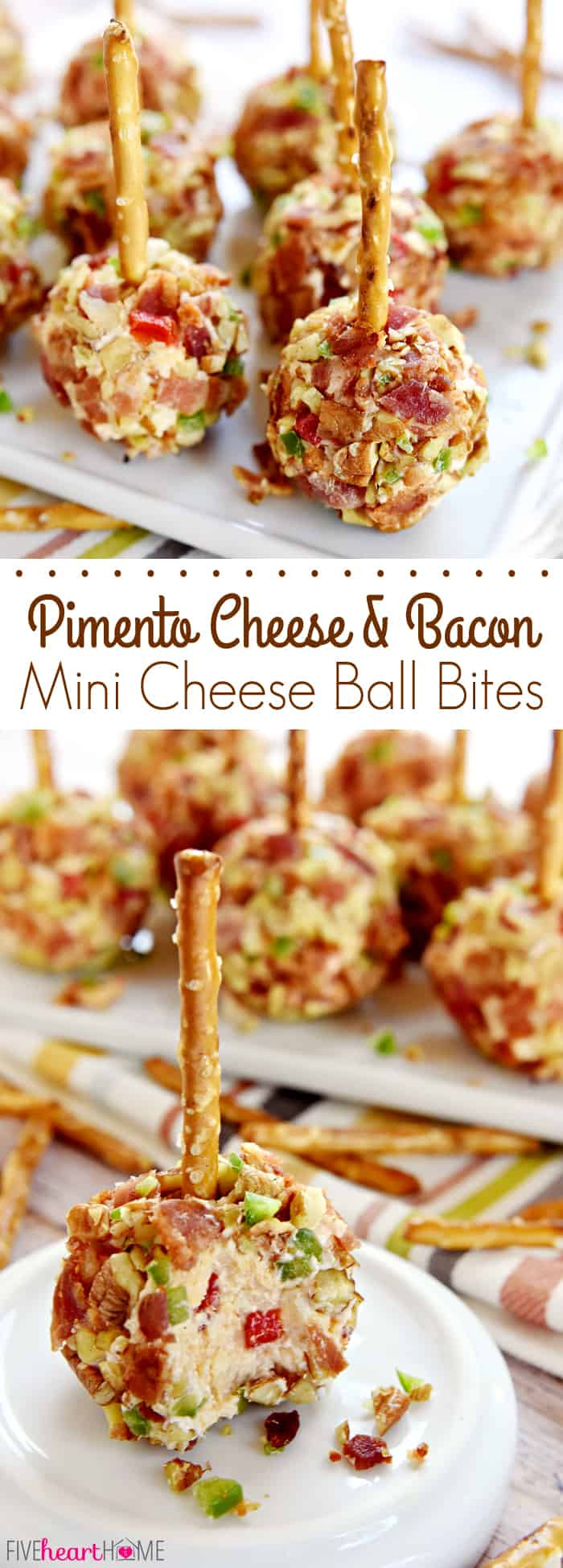 Mini Cheese Ball Appetizers
 Pimento Cheese & Bacon Mini Cheese Ball Bites