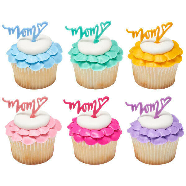 Mother'S Day Cupcakes
 24 Mom with Heart Cupcake Picks Cake Toppers Mother s Day