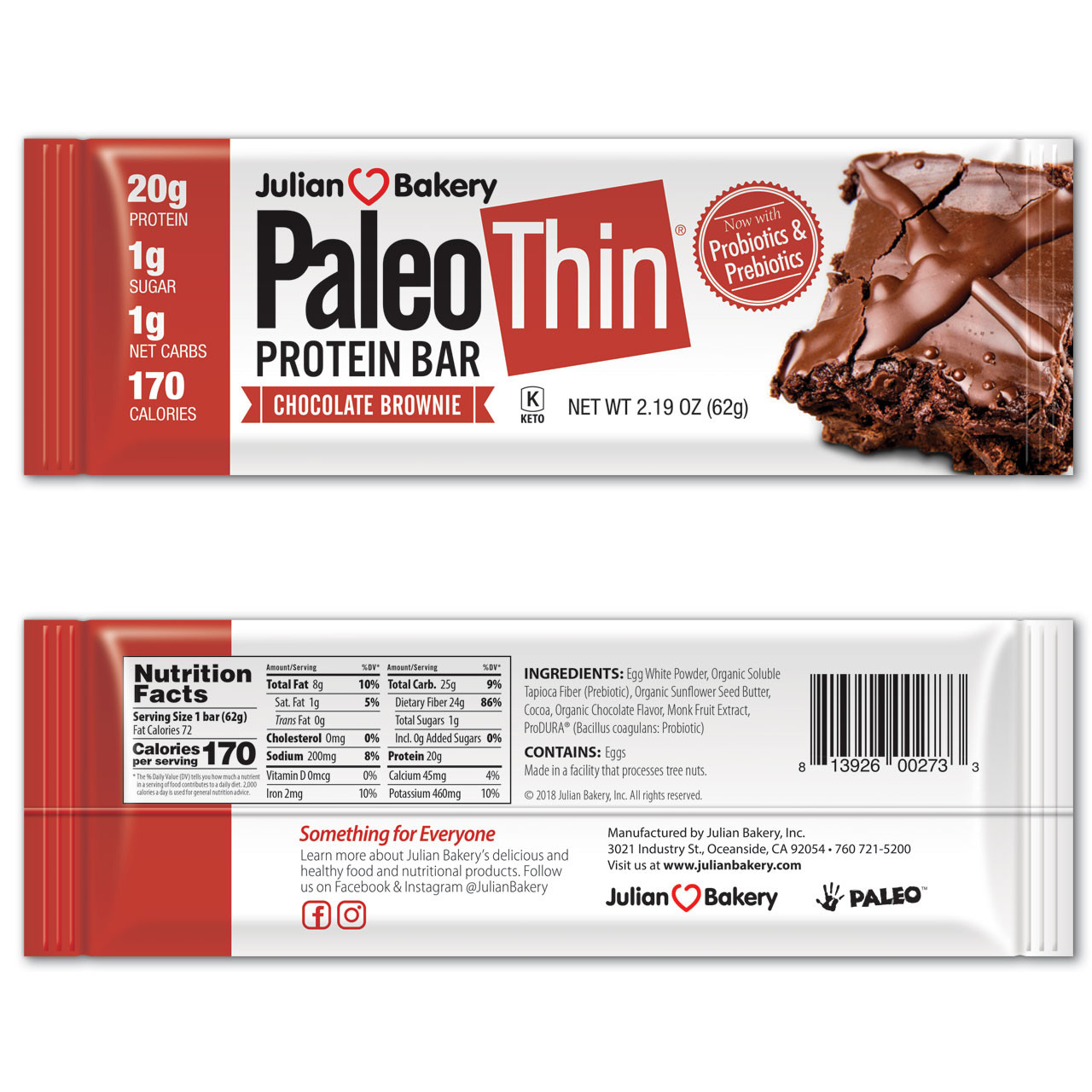 Paleo Diet Bar
 Paleo Thin Protein Bar Chocolate Brownie 12 Bars