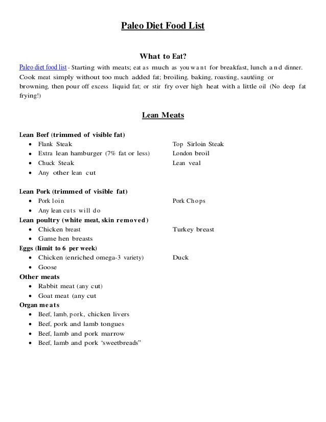 Paleo Diet Food List Breakfast
 Paleo Diet Food List PDF