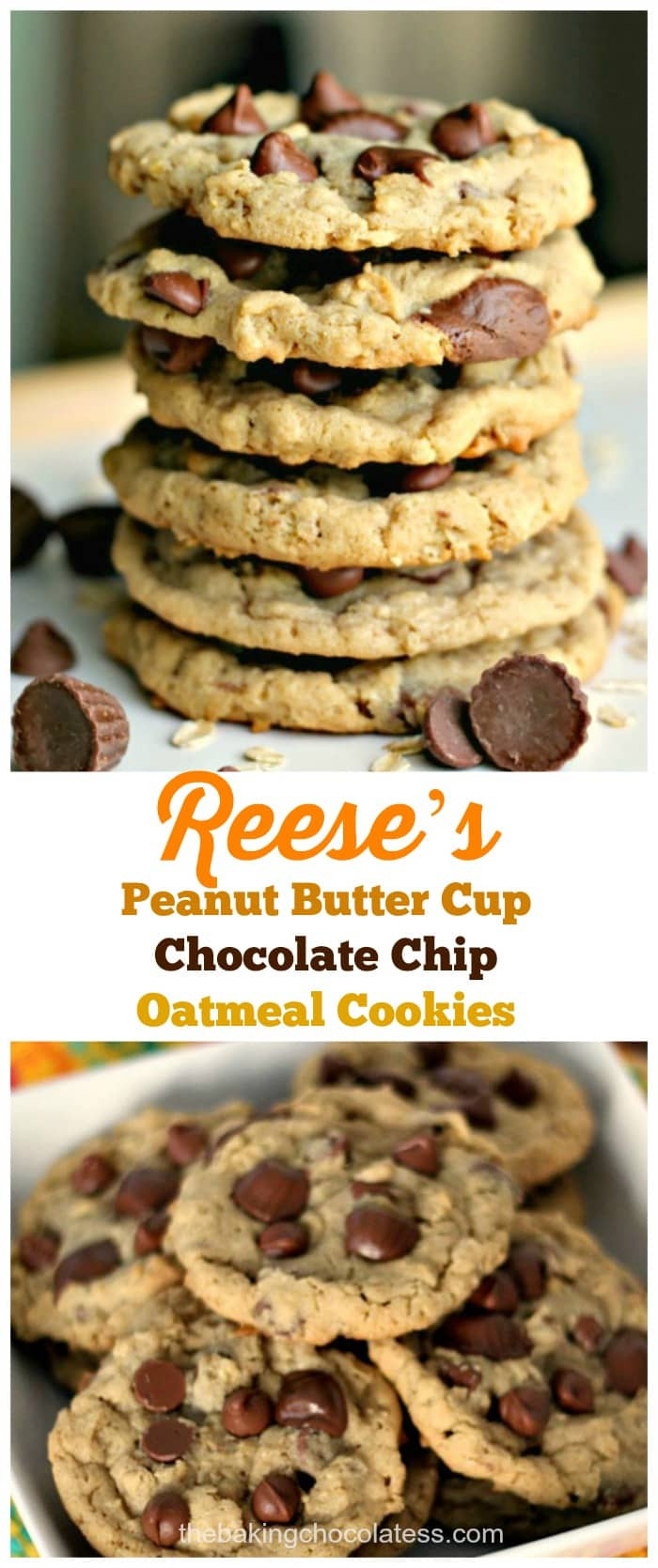 Peanut Butter Cookies With Reeses Cup
 Reese’s Peanut Butter Cup Chocolate Chip Oatmeal Cookies