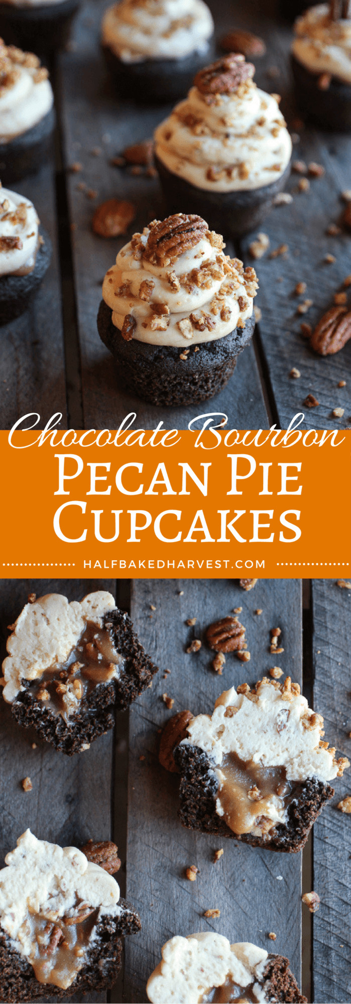 Pecan Pie Cupcakes
 Chocolate Bourbon Pecan Pie Cupcakes with Butter Pecan