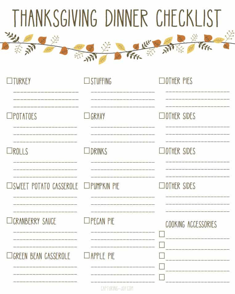 Planning Thanksgiving Dinner Checklist
 Time to Sparkle Link Party 88