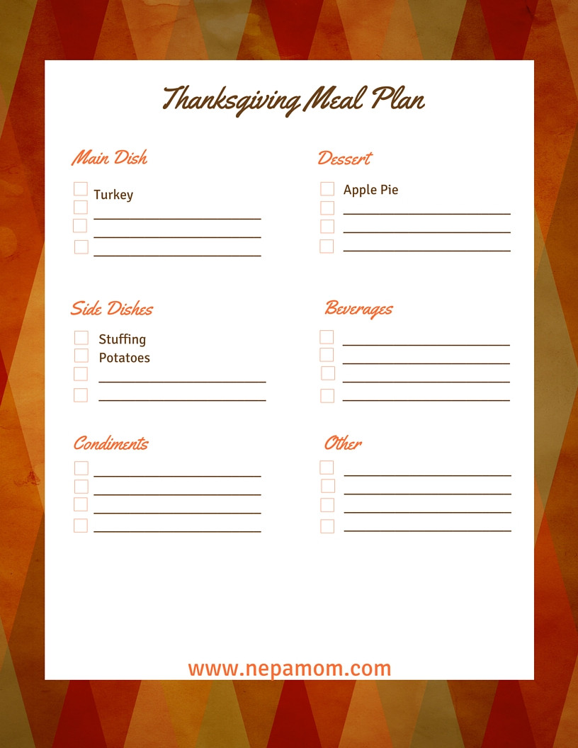 Planning Thanksgiving Dinner Checklist
 Thanksgiving Dinner Preparation Checklist for a stress