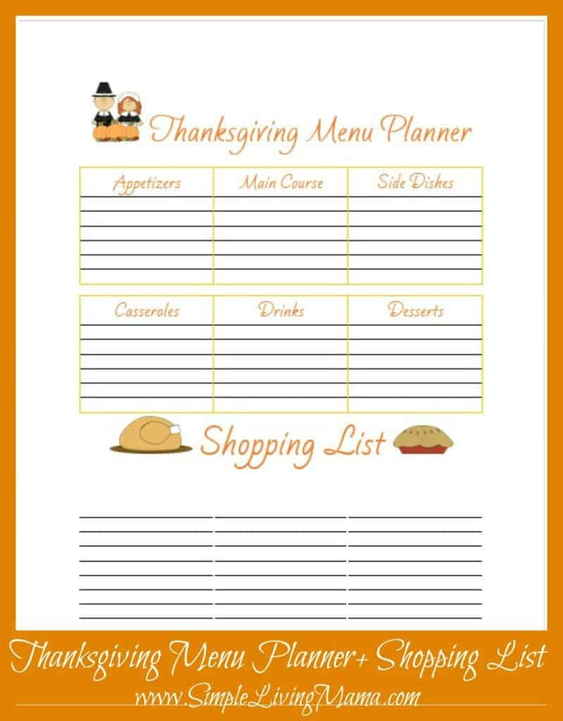 Planning Thanksgiving Dinner Checklist
 FREE Printable Thanksgiving Menu Planner Simple Living Mama