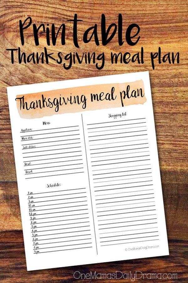 Planning Thanksgiving Dinner Checklist
 Printable Thanksgiving meal plan for hosting dinner