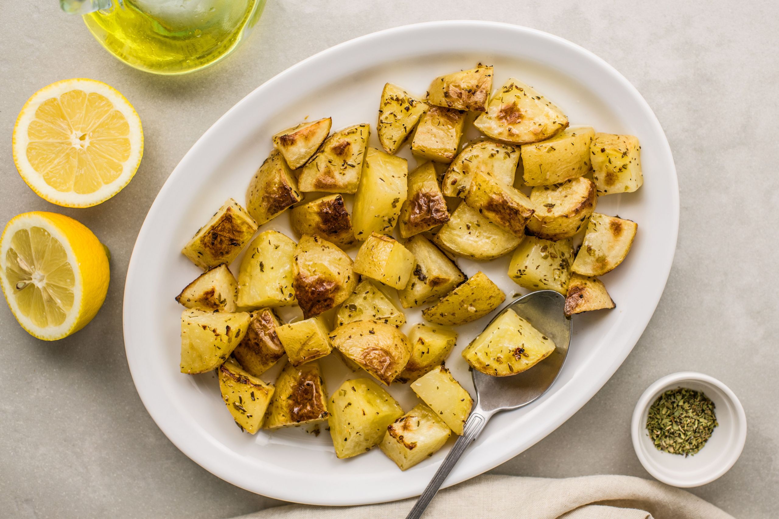 Potato Side Dishes For Fish
 Lemony Greek Potatoes With Oregano and Garlic Pareve