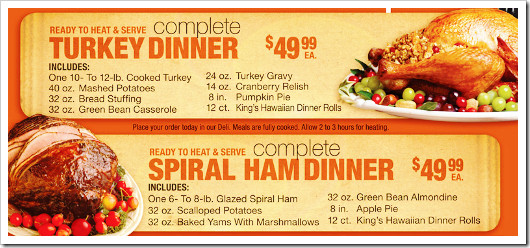 Premade Turkey Dinners
 SaveMart Thanksgiving Dinners 2011