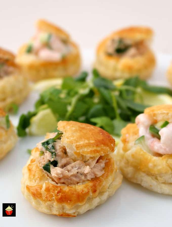 Puff Pastry Cup Appetizers
 Shrimp or Salmon Vol Au Vents Mini Puff Pastry Cups