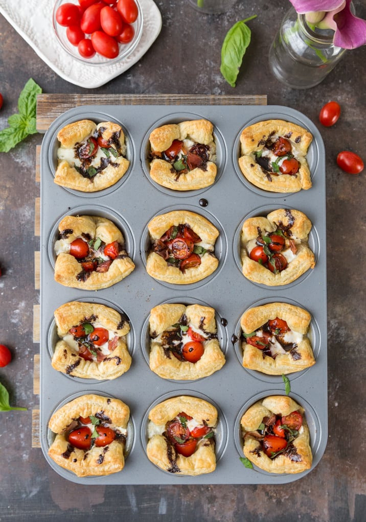 Puff Pastry Cup Appetizers
 Puff Pastry Caprese Cups