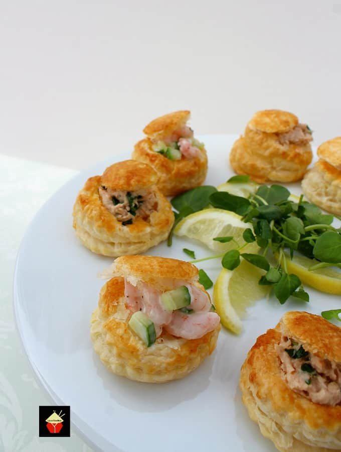 Puff Pastry Cup Appetizers
 Shrimp or Salmon Vol Au Vents Mini Puff Pastry Cups