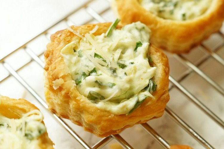 Puff Pastry Shells Recipes Appetizers
 Spinach and Artichoke Puff Pastry Cups