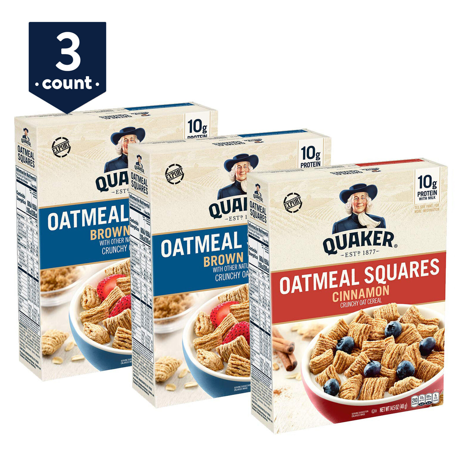 Quaker Oats Breakfast Squares
 Quaker Oatmeal Squares Breakfast Cereal Variety Pack 3