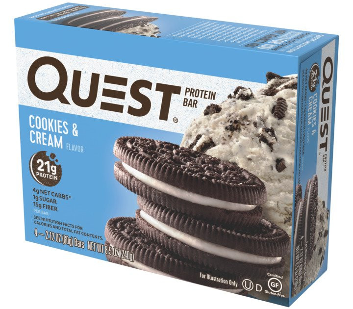 Quest Bar Cookies
 Quest Protein Bar Cookies & Cream 21g Protein 4 Ct