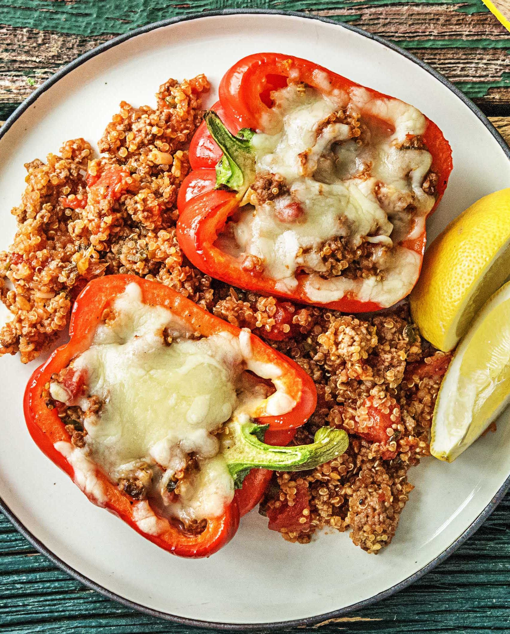 Quinoa And Beef Stuffed Peppers
 Healthy stuffed peppers with quinoa and ground beef