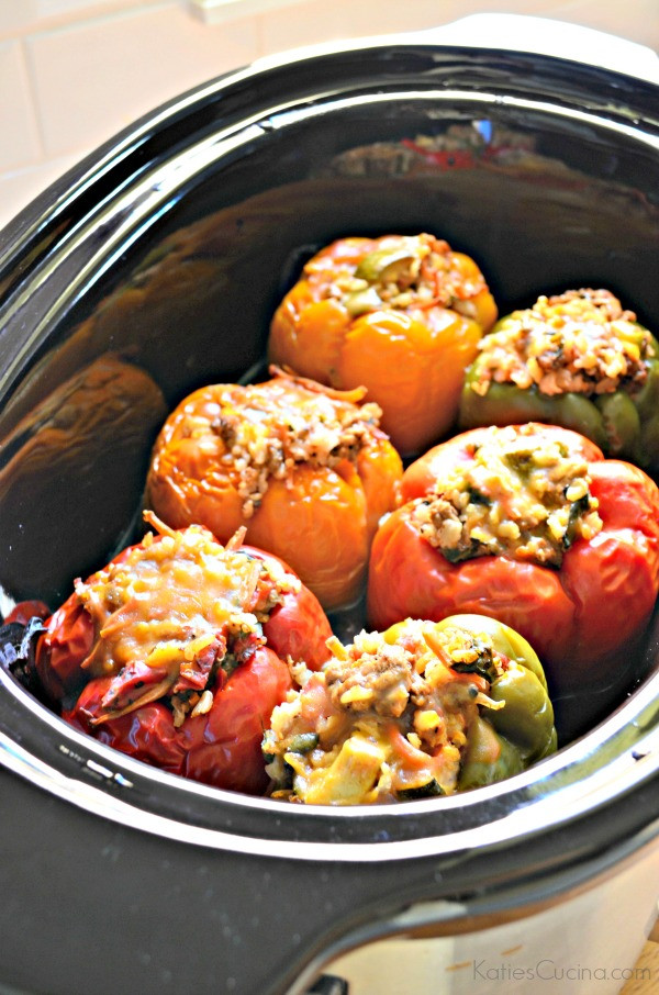Quinoa And Beef Stuffed Peppers
 Slow Cooker Beef Brown Rice Quinoa and Veggie Stuffed