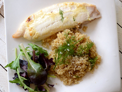 Quinoa And Fish
 White Fish with Mustard Sauce & Quinoa
