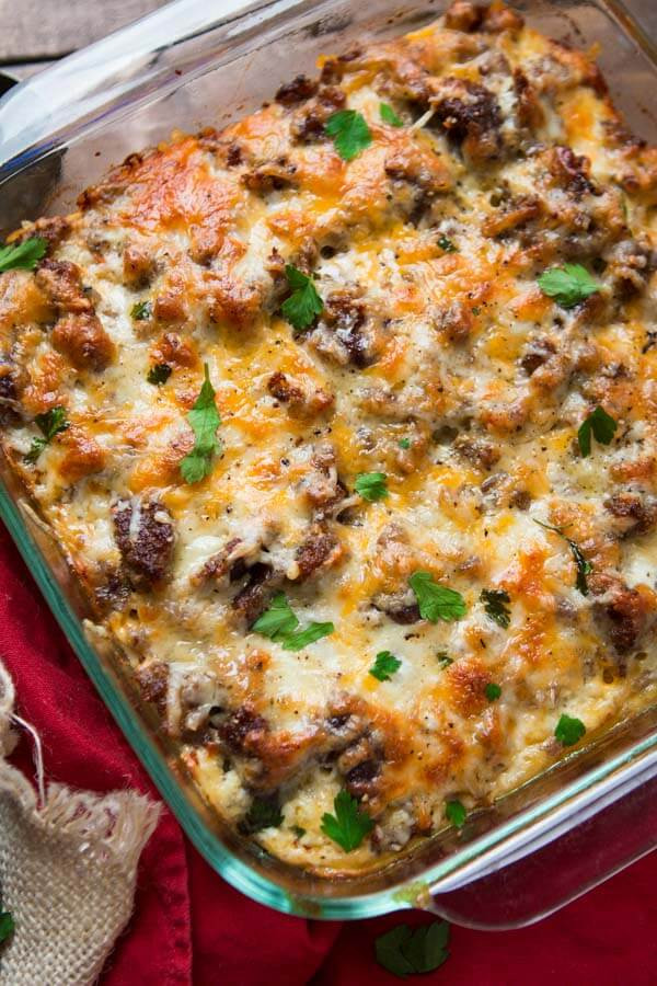 Recipe For Breakfast Casserole With Sausage
 Cheesy Sausage Hash Brown Breakfast Casserole Oh Sweet Basil