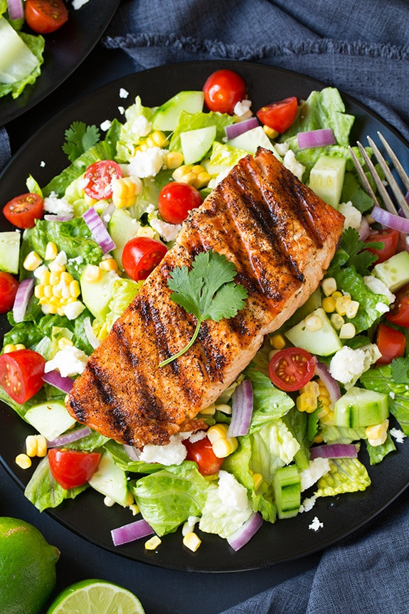 Recipe For Salmon Salad
 Mexican Grilled Salmon Salad with Avocado Ranch