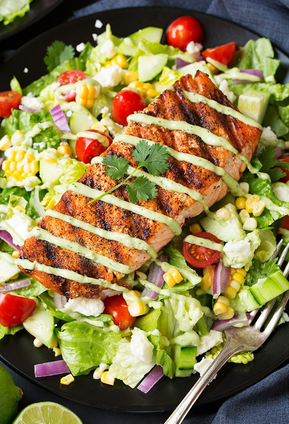 Recipe For Salmon Salad
 Mexican Grilled Salmon Salad with Avocado Greek Yogurt